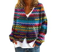 TEPTDirio Cardigans for Women UK Cute Floral Print Buttons for Cardigan Colour Blocking Plus Size Crochet Cardiganes Casual V Neck Ladies Jumpers Spring Fall Loose Long Sleeve Tops Women Sale