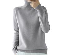 TEPTDirio Cashmere Jumpers Ladies Long Sleeve Plus Size Autumn Sweaters Womens Turtleneck Sweaters Ladies Loose Crew Neck Thick Knitted Jumpers Autumn Winter Casual Cotton Tops for Women UK