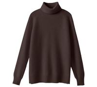 TEPTDirio Cashmere Jumpers Ladies Long Sleeve Plus Size Autumn Sweaters Womens Turtleneck Sweaters Ladies Loose Crew Neck Thick Knitted Jumpers Autumn Winter Casual Cotton Tops for Women UK