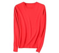 TEPTDirio Cashmere Jumpers Ladies Long Sleeve Plus Size Womens Sweaters Crew Neck Lightweight Soft Knitted Jumpers Loose Sweatshirt Workout Autumn Winter Oversized Womens Tops Size 18 Red