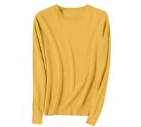 TEPTDirio Cashmere Jumpers Ladies Long Sleeve Plus Size Womens Sweaters Crew Neck Lightweight Soft Knitted Jumpers Loose Sweatshirt Workout Autumn Winter Oversized Womens Tops Size 18 Gold