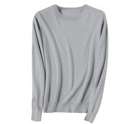 TEPTDirio Cashmere Jumpers Ladies Long Sleeve Plus Size Womens Sweaters Crew Neck Lightweight Soft Knitted Jumpers Loose Sweatshirt Workout Autumn Winter Oversized Womens Tops Size 18 Darkgray
