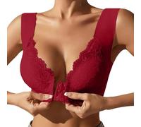 TEPTDirio Front Fastening Bras for Women UK Plus Size Full Coverage Seamless Bra No Underwire Lace Sponge Cup Front Closure Bralette for Seniors Maximum Support Nursing Bras Comfortable Lace Bra