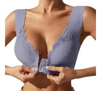 TEPTDirio Front Fastening Bras for Women UK Plus Size Full Coverage Seamless Bra No Underwire Lace Sponge Cup Front Closure Bralette for Seniors Maximum Support Nursing Bras Comfortable Lace Bra