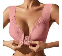 TEPTDirio Front Fastening Bras for Women UK Plus Size Full Coverage Seamless Bra No Underwire Lace Sponge Cup Front Closure Bralette for Seniors Maximum Support Nursing Bras Comfortable Lace Bra