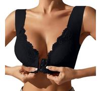 TEPTDirio Front Fastening Bras for Women UK Plus Size Full Coverage Seamless Bra No Underwire Lace Sponge Cup Front Closure Bralette for Seniors Maximum Support Nursing Bras Comfortable Lace Bra