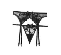TEPTDirio High Waisted Garter Belt for Women Sexy Panties & Lace Suspender Belt with 4 Straps Metal Clip for Stocking Outfit Women Sexy (Black, M)