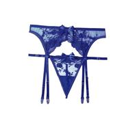 TEPTDirio High Waisted Garter Belt for Women Sexy Panties & Lace Suspender Belt with 4 Straps Metal Clip for Stocking Outfit Women Sexy (Blue, L)