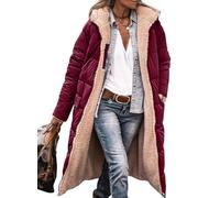 TEPTDirio Jackets for Women UK Reversible Puffer Coats/Vest Sherpa Fleece Zip Hoodie Winter Warm Coat Long Down Outerwear Pocket 2023 Fashion Clothes Oversized Shearling Fleece Long Coats Jackets