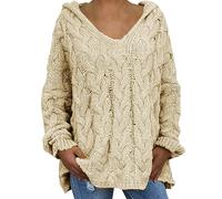 TEPTDirio Jumpers for Women UK Long Sleeve Womens Jumpers V Neck Solid Color Pullover Sweater Plus Size Women Fashion Loose Large Size Hood Sweater Tops Crochet Cardigans for Women Ladies Hoodies
