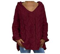TEPTDirio Jumpers for Women UK Long Sleeve Womens Jumpers V Neck Solid Color Pullover Sweater Plus Size Women Fashion Loose Large Size Hood Sweater Tops Crochet Cardigans for Women Ladies Hoodies