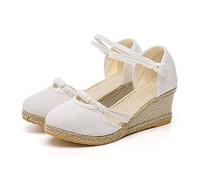 TEPTDirio Ladies Sandals Size 7 Uk Ankle Strap Navy Sandals for Weddings White Flower Walking Slip Platform Shoes Comfort Flip Flop Women Wedge Shoes Travel Essentials