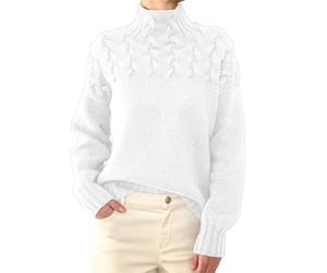 TEPTDirio Plus Size Ladies Off The Shoulder Vintage Cream Long Sleeve Jumper