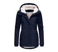 TEPTDirio Winter Coats for Women UK Women Plus Size Winter Overcoat Women's Jacket Thick Outwear Plush Lined Hooded Coat Warm Trench Women's Coat Sweater for Petite Women (Navy-B, L)