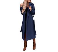 TEPTDirio Winter Trench Coat Women's Casual Long Sleeve Draped Open Front Knit Pockets Long Cardigan Jackets Sweater Notched Collar Wool Blend Single Breast Midi Long Trench Coats