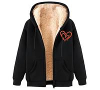 TEPTDirio Women Coat Long Sleeve Plus Size Ladies Winter Jackets Lamb Wool Coat with Pockets Thick Warm Solid Color Lightweight Fleece Lined Hoodie Warm Oversized Fall Outfits for Women