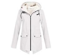 TEPTDirio Women Outdoor Loose Plush Solid Plus Thick Warm Women Hooded Raincoat Size Windproof Winter Outdoor Women's Coat Lightweight Winter Jackets Women (White, XL)