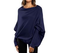 TEPTDirio Women's Long Line Jumpers - Ladies Crew Neck Teddy Fleece Jumper in Mustard & Blue