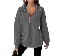 TEPTDirio Womens Sweatshirt Long Sleeve Crew Neck Oversized Hoodie Women Plus Size Half Zip Loose Fit Sweatshirts Quarter Zip Clothes Fall Winter Casual Womens Top Darkgray