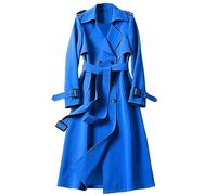 TEPTDirio Women's Trench Coats 2023 UK Solid Double Breasted Trench Coat Water Resistant Long Classic Windbreaker with Belt Slim Overcoat Fitted Coat Long Jacket Outerwear
