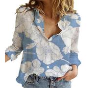 TEPTDirio Womens White Blouse Sale, V Neck Long Sleeve Linen Blouses for Women UK Plus Size Women's Blouses & Shirts Casual Loose Ladies Tops and Blouses Dressy Chiffon Blouses Tunic T Shirts
