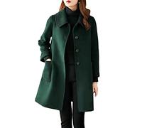TEPTDirio Women's Winter Wool Coat Casual Lapel Collar Single-Breasted Peacoat Open Front Long Jackets Casual Trench Coat with Pockets