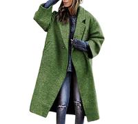 TEPTDirio Womens Wool Coats Shacket Jacket Plaid Shirt Cardigans Single Breasted Lapel Notch Collar Long Trench Coat Casual Elegant Ladies Plus Size Coat Winter Warm Overcoat Outwear