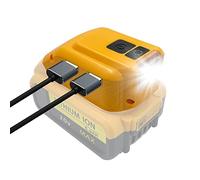 TEPULAS Battery Adapter for Dewalt 14.4V/18V/20V Lithium Ion Battery, Portable Power Source Adapter with Dual USB Ports & DC Port & LED Light, Power Supply Compatible with Dewallt DCB091