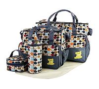 TeqHome 5PCS Baby Diaper Bag Set, Large Baby Doll Diaper Backpack with Changing Pad & Pacifier Case, Travel Girl/Boy Tote Bags for Mom Dad(Grey)