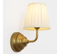 Teqinchy Gold Wall Sconce Light Bathroom Vanity Light,Cream Fabric Shade | Vintage Brass,Boho Wall Lamp,Hardwired,Handcrafted Pleated Fabric Shade,E27 Base,for Bedroom Living Room Kitchen Hallway
