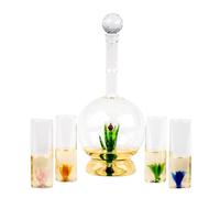 Tequila Aloe Decanter Set with Agave Plant - 750mL Bottle, Four Shot Glasses, Glass Agave Design, Ideal for Bars Tequila Parties, Unique Gift for Him or Her, Stylish Home Decor Piece for Any Occasion