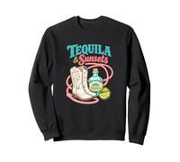 Tequila and Sunsets Western Country Cowgirl Boots Drinking Sweatshirt