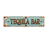 Tequila Bar Sign Decorative Pattern Tin Sign Vintage Metal Poster Retro Bar, Home, Man Cave, Kitchen, Laundry Room Wall Art Decor Gift 4x16 Inch