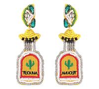 Tequila Earrings for Women - Beaded Colorful Bottle Dangle Earrings
