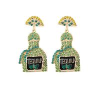Tequila Earrings, Lime Wine Bottle Dangle Earrings Big Rhinestone Sparkly Earrings For Women Dainty Fashion Crystal Earrings For Party Jewelry Gift, L, Zinc Rhinestone, No Gemstone