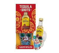 Tequila Gift Set for Stocking Fillers - Alcohol Gift Set of 5cl Tequila Miniature Alcohol Bottles with Skull Shaped & Decorated Shot Glass for Mens Gifts also Great Christmas Gifts for Women