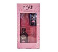Tequila Rose 2 x 5cl (15% ABV) with Pink Frosted Branded Shot Glasses. Gift Pack for Christmas and Birthdays by Blue Tree Gifts.