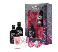 Tequila Rose Gift Set for Couple Gifts - Cream Liqueur 2x4.9cl Miniature Alcohol Bottles, Shot Glasses & 2 Strawberry Cream Lindt Chocolate Truffles. Birthday Gifts for Women, Christmas Gifts