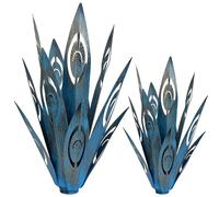 Tequila Rustic Sculpture DIY Metal Agave Plant Home Decor Rustic Hand Painted Metal Agave Garden Ornaments Outdoor Decor Figurines Home Yard Decorations Stakes Lawn Ornaments (Blue new 2PCS)