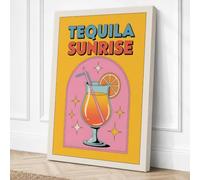 Tequila Sunrise Retro Canvas Wall Art Print 24x16 Inch (61 x 41 cm)