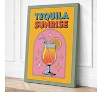 Tequila Sunrise Retro Canvas Wall Art Print 24x16 Inch (61 x 41 cm)