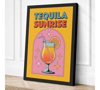 Tequila Sunrise Retro Canvas Wall Art Print 24x16 Inch (61 x 41 cm)