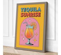 Tequila Sunrise Retro Canvas Wall Art Print 30x20 Inch (76 x 51 cm)