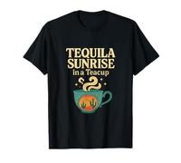 Tequila Sunrise Teacup Cottagecore Nature Retro Art T-Shirt