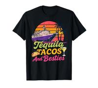 Tequila Tacos and Besties Summer Cruise Sunset Girls Trip T-Shirt