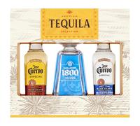 Tequila Selection Trio Gift Set. 3 x 5cl bottles, including 1800 Silver and Jose Cuervo Especial. Premium Tequila Gift Pack for Christmas and Birthdays