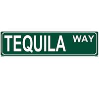 Tequila Way Slim Tin Sign Street Funny Metal Sign Wall Decor for Farmhouse Home Bar Garage Man Cave Wall Art Gift 4" by 16"