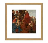 Ter Brugghen Adoration Of The Kings Painting 8X8 Inch Square Wooden Framed Wall Art Print Picture with Mount Artery8 Light Oak One Size