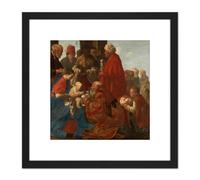 Ter Brugghen Adoration Of The Kings Painting 8X8 Inch Square Wooden Framed Wall Art Print Picture with Mount Artery8 Black One Size