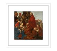 Ter Brugghen Adoration Of The Kings Painting 8X8 Inch Square Wooden Framed Wall Art Print Picture with Mount Artery8 White One Size